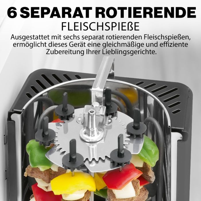Rôtissoire Multi-grill Verticale - Kebab, rotation à 360°, acier inoxydable  Bomann Noir/Gris 1400 DVG 3006