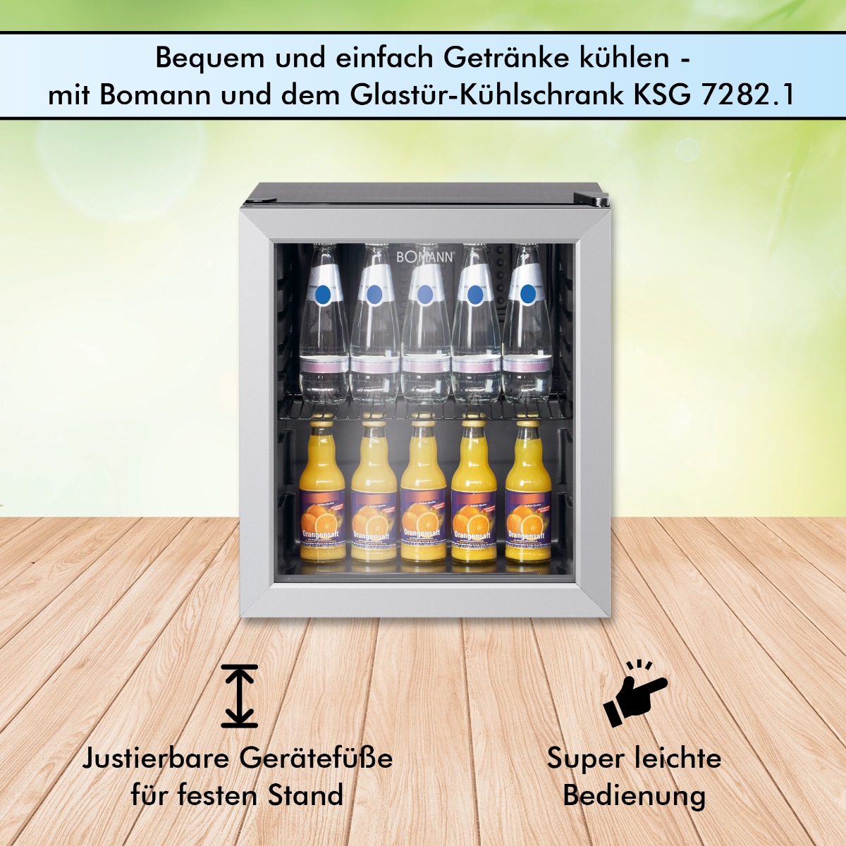 Bomann Glastür-Getränkekühlschrank KSG 7283.1, 115 Liter, 91